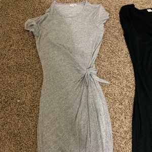 Gap Grey short sleeved, side tied long dress